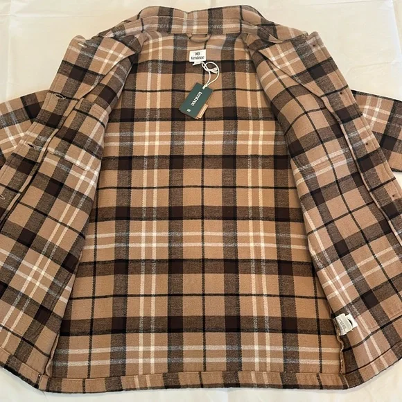 NWT Tentree Flannel Utility Jacket. Button Up Shacket - Cartouche/Slate Brown - Picture 7 of 12
